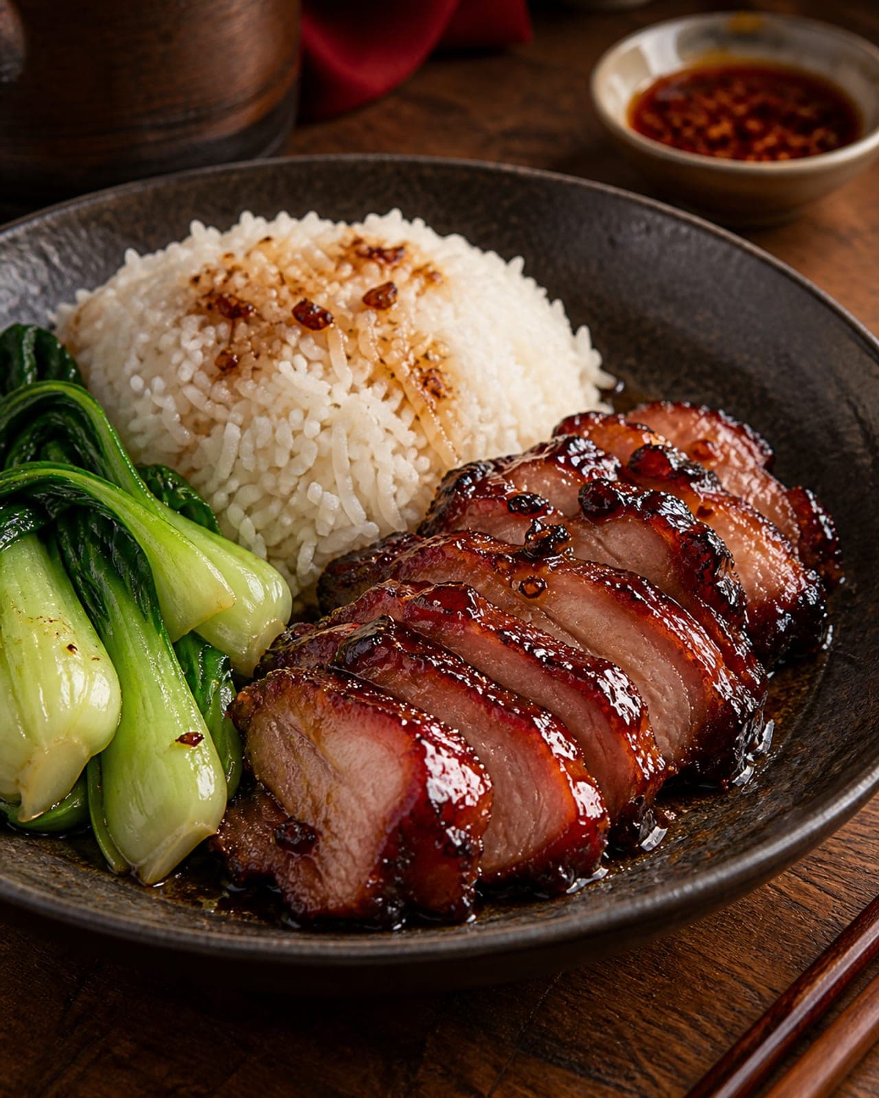Pork Char Siu – Char siu-glaserat fläsk med ris.